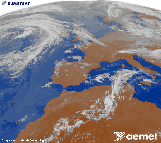Imagen de la zona de Europa y Norte de �frica del canal infrarrojo del sat�lite Meteosat operacional en 0�N 0�W, procesada para darle color.&nbsp;Monday, 15 June  2026 07:00