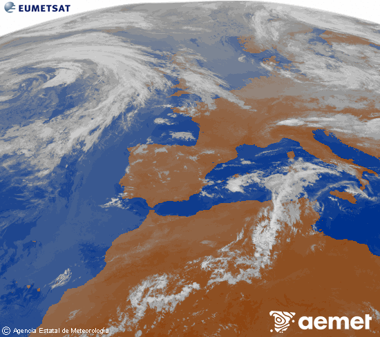 Imagen de la zona de Europa y Norte de �frica del canal infrarrojo del sat�lite Meteosat operacional en 0�N 0�W, procesada para darle color.&nbsp;Monday, 15 June  2026 08:00