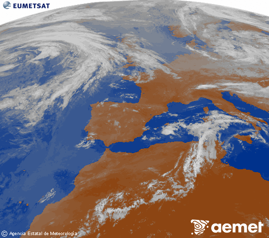 Imagen de la zona de Europa y Norte de �frica del canal infrarrojo del sat�lite Meteosat operacional en 0�N 0�W, procesada para darle color.&nbsp;Monday, 15 June  2026 09:00