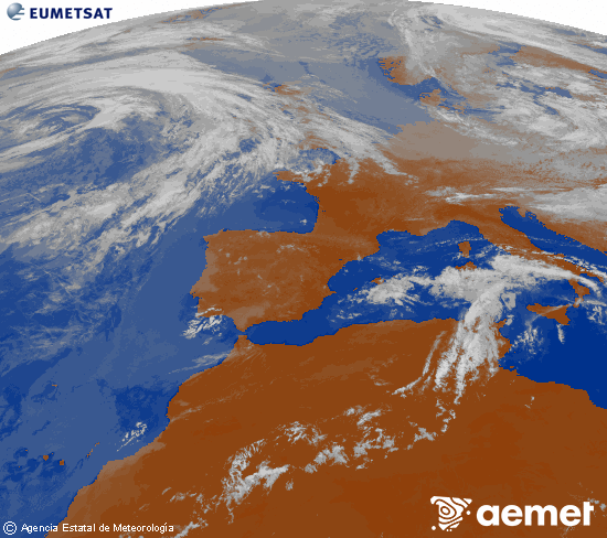 Imagen de la zona de Europa y Norte de �frica del canal infrarrojo del sat�lite Meteosat operacional en 0�N 0�W, procesada para darle color.&nbsp;Monday, 15 June  2026 11:00