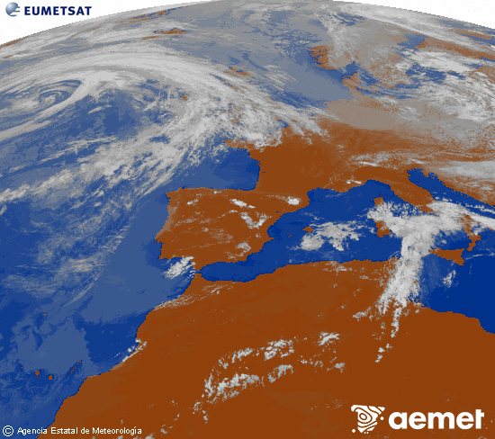 Imagen de la zona de Europa y Norte de �frica del canal infrarrojo del sat�lite Meteosat operacional en 0�N 0�W, procesada para darle color.&nbsp;Monday, 15 June  2026 14:00