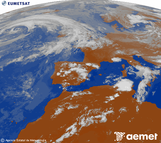 Imagen de la zona de Europa y Norte de �frica del canal infrarrojo del sat�lite Meteosat operacional en 0�N 0�W, procesada para darle color.&nbsp;astelehena, 2026ko ekainak 15, ordua: 19:00