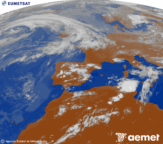 Imagen de la zona de Europa y Norte de �frica del canal infrarrojo del sat�lite Meteosat operacional en 0�N 0�W, procesada para darle color.&nbsp;astelehena, 2026ko ekainak 15, ordua: 20:00
