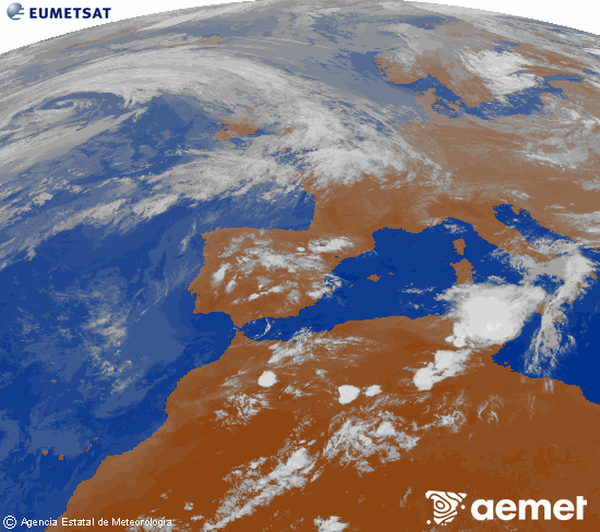 Imagen de la zona de Europa y Norte de �frica del canal infrarrojo del sat�lite Meteosat operacional en 0�N 0�W, procesada para darle color.&nbsp;astelehena, 2026ko ekainak 15, ordua: 22:00