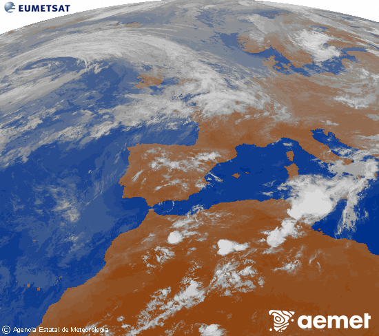 Imagen de la zona de Europa y Norte de �frica del canal infrarrojo del sat�lite Meteosat operacional en 0�N 0�W, procesada para darle color.&nbsp;astelehena, 2026ko ekainak 15, ordua: 23:00