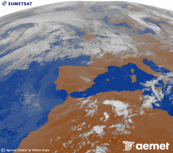 Imatge de la zona d'Europa i Nord d'�frica del canal infraroig del sat�l�lit Meteosat operacional en 0�N 0�W, processada per a donar-li color.&nbsp;dimarts, 16 de juny  2026 06:00