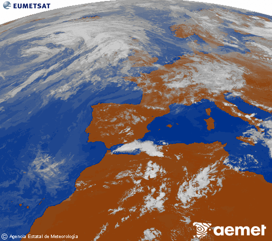 Imagen de la zona de Europa y Norte de �frica del canal infrarrojo del sat�lite Meteosat operacional en 0�N 0�W, procesada para darle color.&nbsp;asteartea, 2026ko ekainak 16, ordua: 15:00