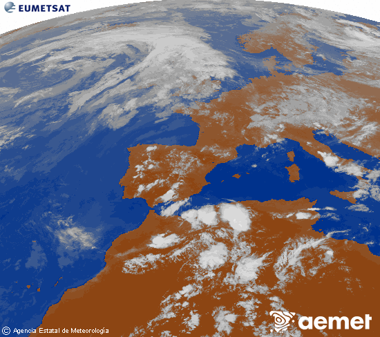 Imatge de la zona d'Europa i Nord d'�frica del canal infraroig del sat�l�lit Meteosat operacional en 0�N 0�W, processada per a donar-li color.&nbsp;dimarts, 16 de juny  2026 20:00