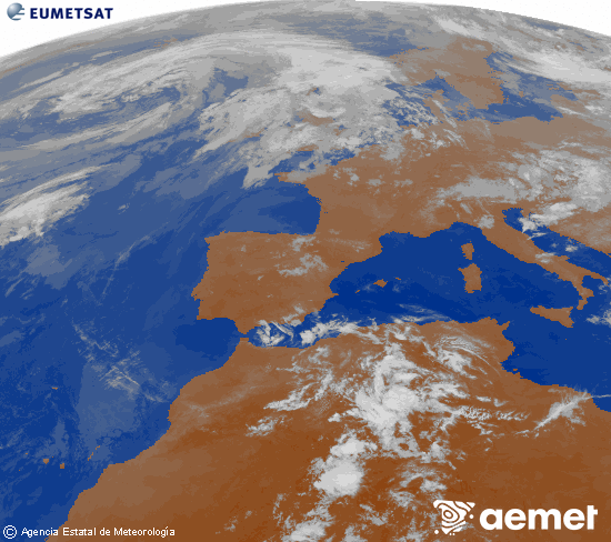 Imagen de la zona de Europa y Norte de �frica del canal infrarrojo del sat�lite Meteosat operacional en 0�N 0�W, procesada para darle color.&nbsp;Wednesday, 17 June  2026 03:00