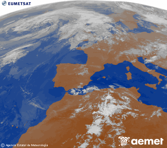 Imagen de la zona de Europa y Norte de �frica del canal infrarrojo del sat�lite Meteosat operacional en 0�N 0�W, procesada para darle color.&nbsp;Wednesday, 17 June  2026 04:00
