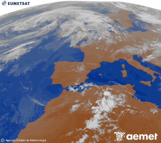 Imagen de la zona de Europa y Norte de �frica del canal infrarrojo del sat�lite Meteosat operacional en 0�N 0�W, procesada para darle color.&nbsp;Wednesday, 17 June  2026 05:00