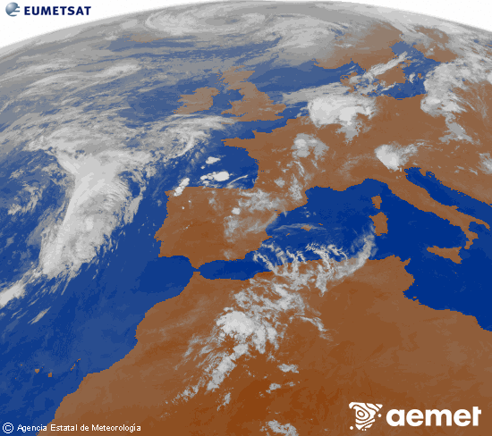 Imagen de la zona de Europa y Norte de �frica del canal infrarrojo del sat�lite Meteosat operacional en 0�N 0�W, procesada para darle color.&nbsp;domingo, 21 junio 2026 a las 05:00