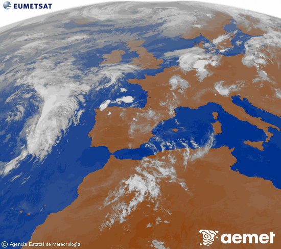 Imagen de la zona de Europa y Norte de �frica del canal infrarrojo del sat�lite Meteosat operacional en 0�N 0�W, procesada para darle color.&nbsp;domingo, 21 junio 2026 a las 06:00