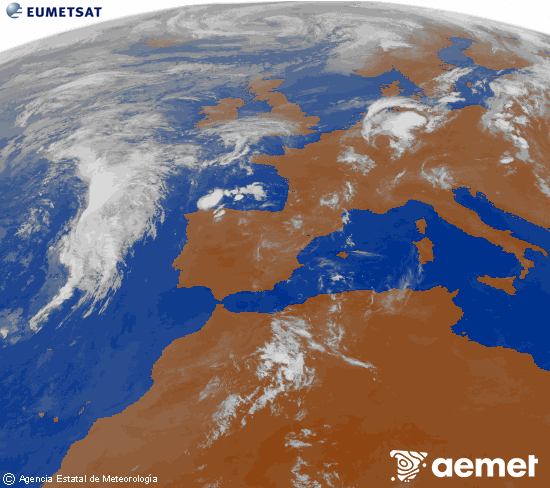 Imagen de la zona de Europa y Norte de �frica del canal infrarrojo del sat�lite Meteosat operacional en 0�N 0�W, procesada para darle color.&nbsp;domingo, 21 junio 2026 a las 08:00