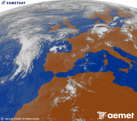 Imagen de la zona de Europa y Norte de �frica del canal infrarrojo del sat�lite Meteosat operacional en 0�N 0�W, procesada para darle color.&nbsp;domingo, 21 junio 2026 a las 09:00