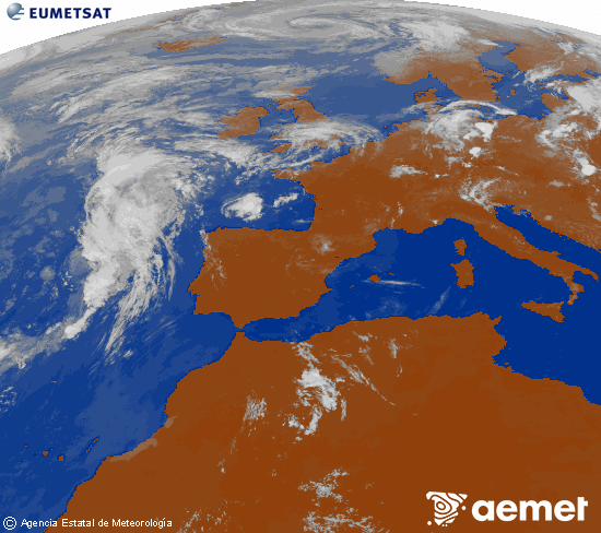 Imagen de la zona de Europa y Norte de �frica del canal infrarrojo del sat�lite Meteosat operacional en 0�N 0�W, procesada para darle color.&nbsp;domingo, 21 junio 2026 a las 12:00