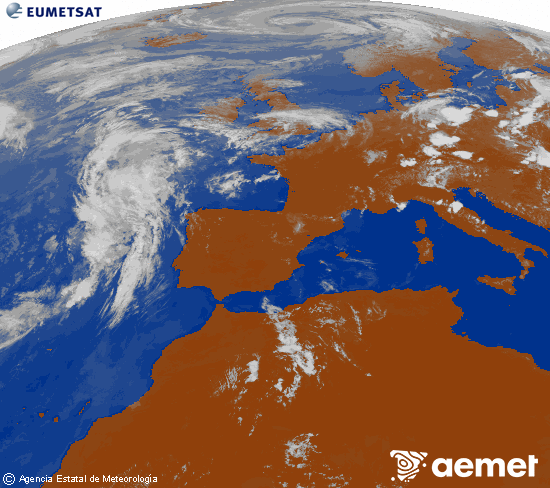 Imagen de la zona de Europa y Norte de �frica del canal infrarrojo del sat�lite Meteosat operacional en 0�N 0�W, procesada para darle color.&nbsp;domingo, 21 junio 2026 a las 14:00