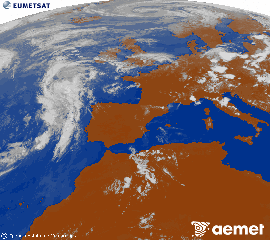 Imagen de la zona de Europa y Norte de �frica del canal infrarrojo del sat�lite Meteosat operacional en 0�N 0�W, procesada para darle color.&nbsp;domingo, 21 junio 2026 a las 15:00