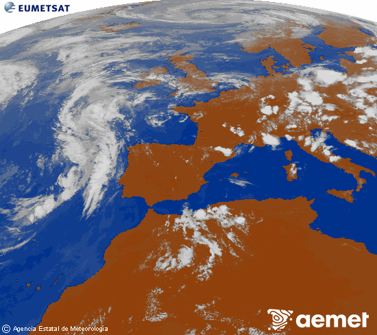 Imagen de la zona de Europa y Norte de �frica del canal infrarrojo del sat�lite Meteosat operacional en 0�N 0�W, procesada para darle color.&nbsp;domingo, 21 junio 2026 a las 17:00