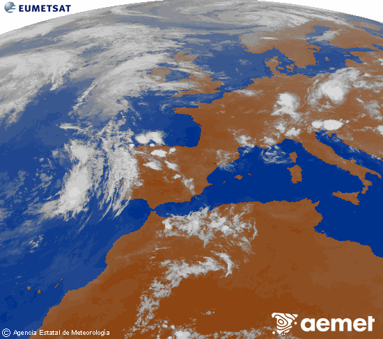 Imagen de la zona de Europa y Norte de �frica del canal infrarrojo del sat�lite Meteosat operacional en 0�N 0�W, procesada para darle color.&nbsp;domingo, 21 junio 2026 a las 23:00