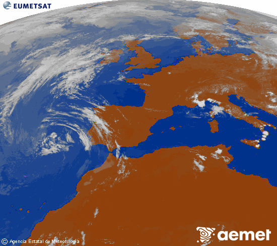 Imaxe da zona de Europa e Norte de �frica da canle infravermella do sat�lite Meteosat operacional en 0�N 0�W, procesada para darlle cor.&nbsp;m�rcores, 24 xu�o  2026 13:00