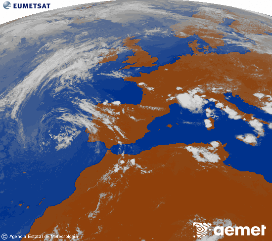 Imaxe da zona de Europa e Norte de �frica da canle infravermella do sat�lite Meteosat operacional en 0�N 0�W, procesada para darlle cor.&nbsp;m�rcores, 24 xu�o  2026 17:00