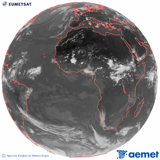 Imatge global del canal infraroig (10.8  &mu;m) del sat�l�lit Meteosat, pertanyent a la s�rie MSG (Meteosat Segona Generaci�) i situat en 0�N 0�E.&nbsp;divendres, 26 de juny  2026 17:00