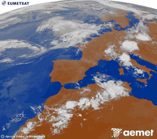 Imagen de la zona de Europa y Norte de �frica del canal infrarrojo del sat�lite Meteosat operacional en 0�N 0�W, procesada para darle color.&nbsp;Tuesday, 30 June  2026 00:00