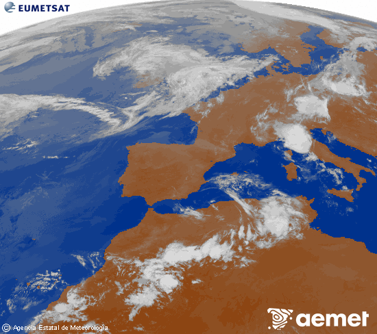 Imagen de la zona de Europa y Norte de �frica del canal infrarrojo del sat�lite Meteosat operacional en 0�N 0�W, procesada para darle color.&nbsp;Tuesday, 30 June  2026 02:00