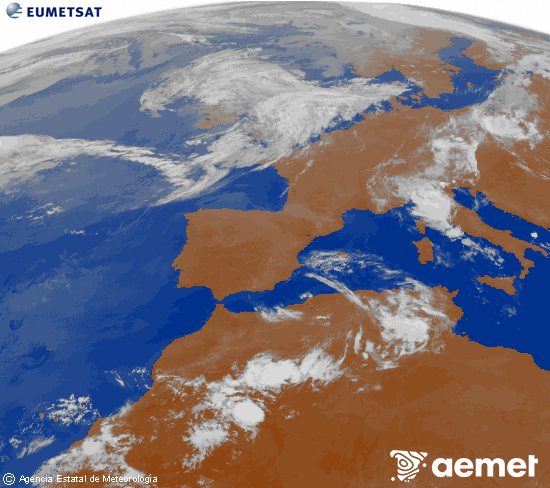 Imagen de la zona de Europa y Norte de �frica del canal infrarrojo del sat�lite Meteosat operacional en 0�N 0�W, procesada para darle color.&nbsp;Tuesday, 30 June  2026 03:00