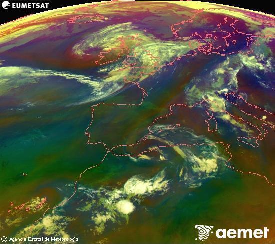 RGB composition where several channels of satellite Meteosat operational in 0� N 0� W are mixed, providing air mass and cloudiness features.&nbsp;Tuesday, 30 June  2026 04:00