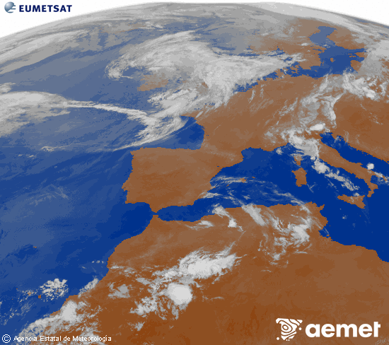 Imagen de la zona de Europa y Norte de �frica del canal infrarrojo del sat�lite Meteosat operacional en 0�N 0�W, procesada para darle color.&nbsp;Tuesday, 30 June  2026 05:00