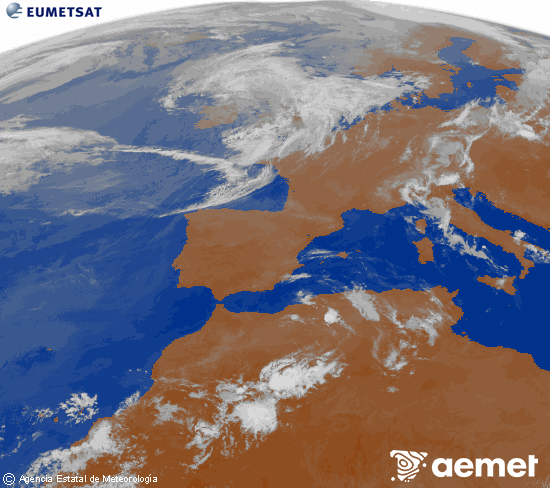 Imagen de la zona de Europa y Norte de �frica del canal infrarrojo del sat�lite Meteosat operacional en 0�N 0�W, procesada para darle color.&nbsp;Tuesday, 30 June  2026 06:00