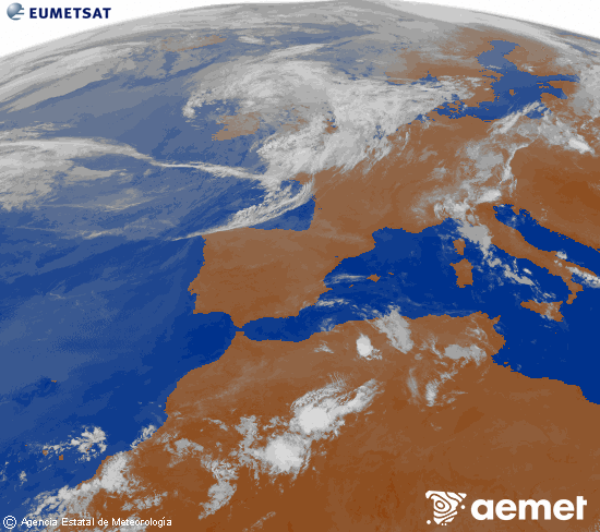 Imagen de la zona de Europa y Norte de �frica del canal infrarrojo del sat�lite Meteosat operacional en 0�N 0�W, procesada para darle color.&nbsp;Tuesday, 30 June  2026 07:00