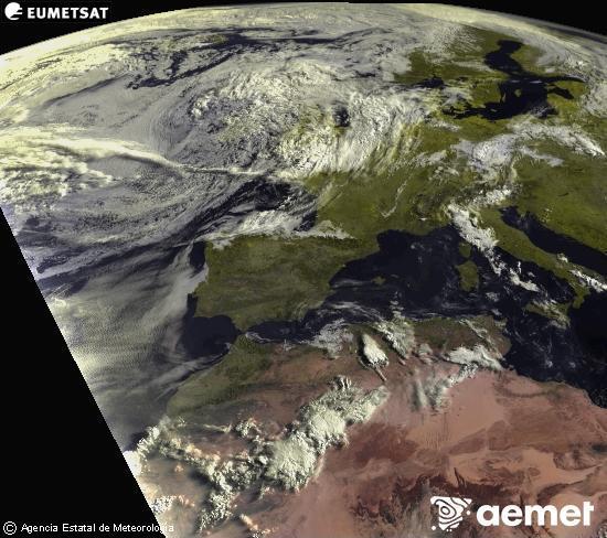 Esta imagen se genera utilizando informaci�n de los canales visibles del sat�lite METEOSAT perteneciente a la segunda generaci�n de sat�lites Meteosat (MSG). Por ese motivo, s�lo hay informaci�n en la zona iluminada por el sol. Adem�s, los canales han sido normalizados para que el brillo no dependa de la posici�n del sol.&nbsp;asteartea, 2026ko ekainak 30, ordua: 08:00