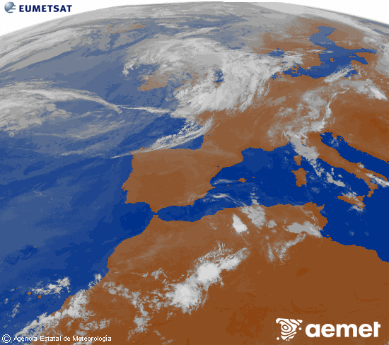 Imagen de la zona de Europa y Norte de �frica del canal infrarrojo del sat�lite Meteosat operacional en 0�N 0�W, procesada para darle color.&nbsp;Tuesday, 30 June  2026 08:00