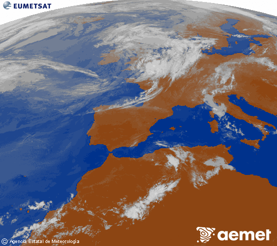 Imagen de la zona de Europa y Norte de �frica del canal infrarrojo del sat�lite Meteosat operacional en 0�N 0�W, procesada para darle color.&nbsp;Tuesday, 30 June  2026 10:00