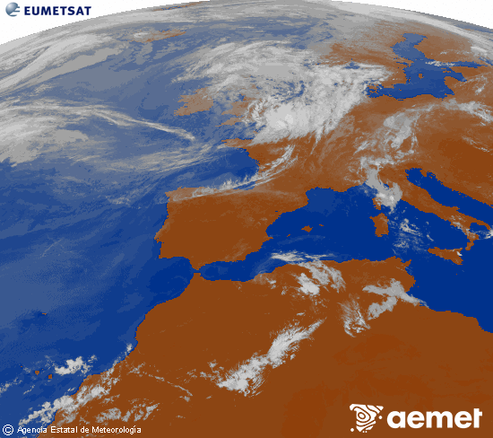 Imagen de la zona de Europa y Norte de �frica del canal infrarrojo del sat�lite Meteosat operacional en 0�N 0�W, procesada para darle color.&nbsp;Tuesday, 30 June  2026 11:00