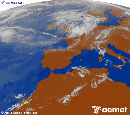 Imagen de la zona de Europa y Norte de �frica del canal infrarrojo del sat�lite Meteosat operacional en 0�N 0�W, procesada para darle color.&nbsp;Tuesday, 30 June  2026 12:00