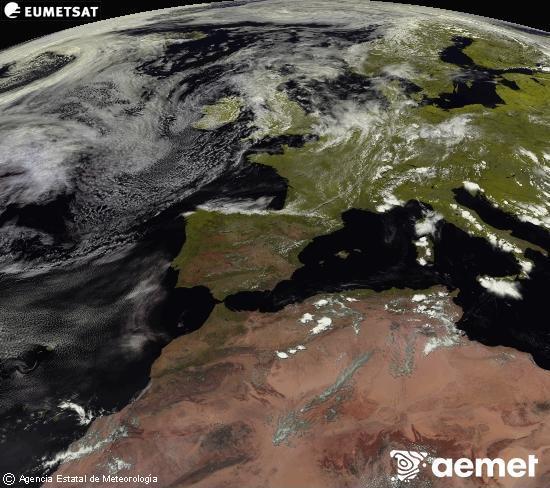 Esta imagen se genera utilizando informaci�n de los canales visibles del sat�lite METEOSAT perteneciente a la segunda generaci�n de sat�lites Meteosat (MSG). Por ese motivo, s�lo hay informaci�n en la zona iluminada por el sol. Adem�s, los canales han sido normalizados para que el brillo no dependa de la posici�n del sol.&nbsp;asteartea, 2026ko ekainak 30, ordua: 15:00