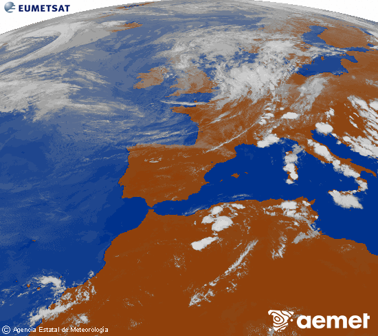 Imagen de la zona de Europa y Norte de �frica del canal infrarrojo del sat�lite Meteosat operacional en 0�N 0�W, procesada para darle color.&nbsp;Tuesday, 30 June  2026 16:00
