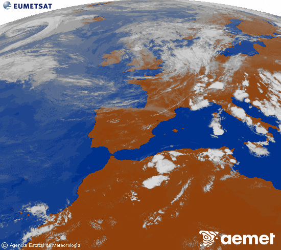 Imagen de la zona de Europa y Norte de �frica del canal infrarrojo del sat�lite Meteosat operacional en 0�N 0�W, procesada para darle color.&nbsp;Tuesday, 30 June  2026 17:00