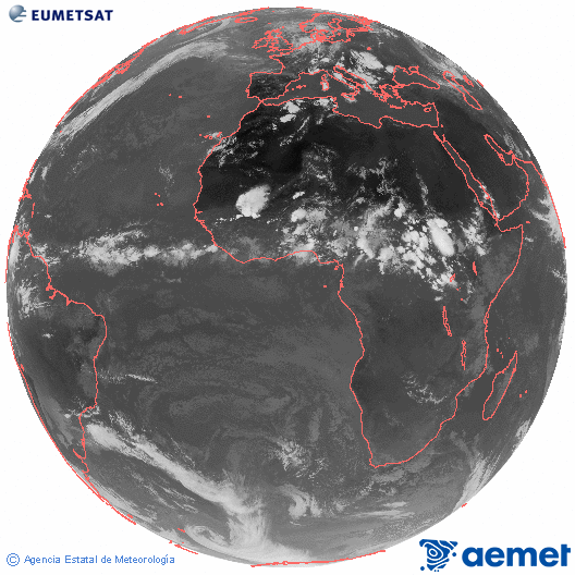 Imagen global del canal infrarrojo (10.8 &mu;m) del sat�lite Meteosat, perteneciente a la serie MSG (Meteosat Segunda Generaci�n) y situado en 0�N 0�E.&nbsp;asteartea, 2026ko ekainak 30, ordua: 17:00