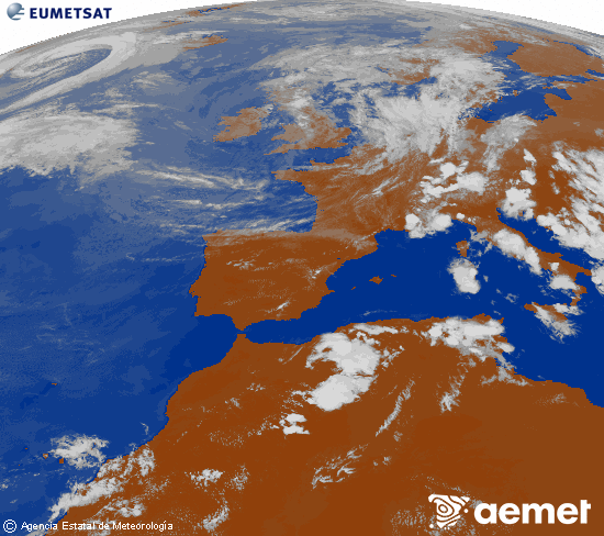 Imagen de la zona de Europa y Norte de �frica del canal infrarrojo del sat�lite Meteosat operacional en 0�N 0�W, procesada para darle color.&nbsp;Tuesday, 30 June  2026 18:00