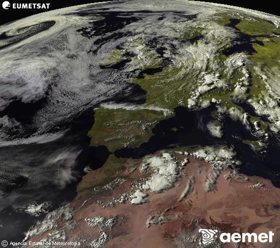 Esta imagen se genera utilizando informaci�n de los canales visibles del sat�lite METEOSAT perteneciente a la segunda generaci�n de sat�lites Meteosat (MSG). Por ese motivo, s�lo hay informaci�n en la zona iluminada por el sol. Adem�s, los canales han sido normalizados para que el brillo no dependa de la posici�n del sol.&nbsp;asteartea, 2026ko ekainak 30, ordua: 19:00