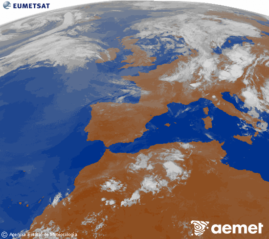 Imagen de la zona de Europa y Norte de �frica del canal infrarrojo del sat�lite Meteosat operacional en 0�N 0�W, procesada para darle color.&nbsp;Wednesday, 1 July  2026 02:00