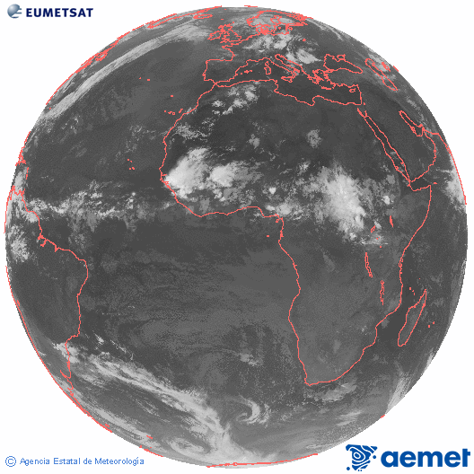 Imagen global del canal infrarrojo (10.8 &mu;m) del sat�lite Meteosat, perteneciente a la serie MSG (Meteosat Segunda Generaci�n) y situado en 0�N 0�E.&nbsp;asteazkena, 2026ko uztailak 01, ordua: 02:00