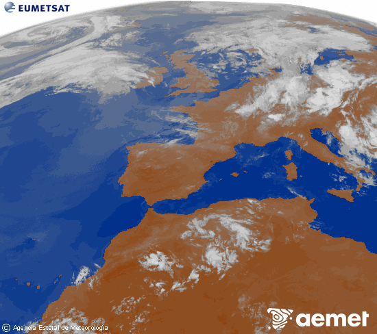 Imagen de la zona de Europa y Norte de �frica del canal infrarrojo del sat�lite Meteosat operacional en 0�N 0�W, procesada para darle color.&nbsp;Wednesday, 1 July  2026 03:00