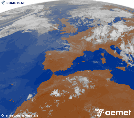 Imagen de la zona de Europa y Norte de �frica del canal infrarrojo del sat�lite Meteosat operacional en 0�N 0�W, procesada para darle color.&nbsp;asteazkena, 2026ko uztailak 01, ordua: 04:00