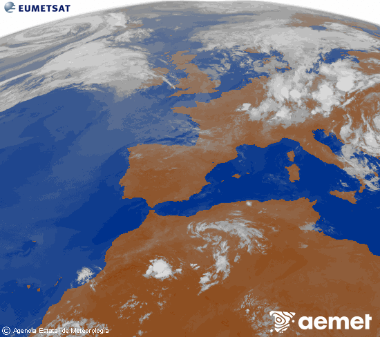 Imagen de la zona de Europa y Norte de �frica del canal infrarrojo del sat�lite Meteosat operacional en 0�N 0�W, procesada para darle color.&nbsp;Wednesday, 1 July  2026 05:00